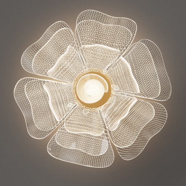 Modern Luxury Flower Petal Dome Iron Acrylic LED Flush Mount Ceiling Light For Bedroom - Image 9