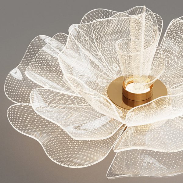 Modern Luxury Flower Petal Dome Iron Acrylic LED Flush Mount Ceiling Light For Bedroom - Image 8