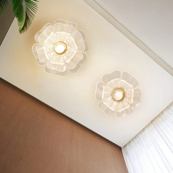 Modern Luxury Flower Petal Dome Iron Acrylic LED Flush Mount Ceiling Light For Bedroom - Image 16