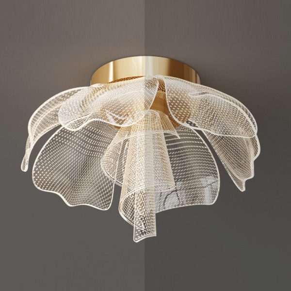 Modern Luxury Flower Petal Dome Iron Acrylic LED Flush Mount Ceiling Light For Bedroom - Image 10