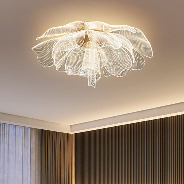 Modern Luxury Flower Petal Dome Iron Acrylic LED Flush Mount Ceiling Light For Bedroom - Image 19