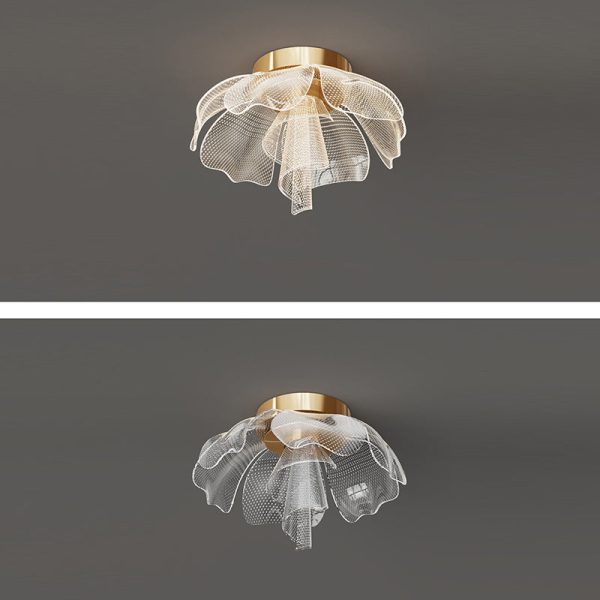 Modern Luxury Flower Petal Dome Iron Acrylic LED Flush Mount Ceiling Light For Bedroom - Image 12