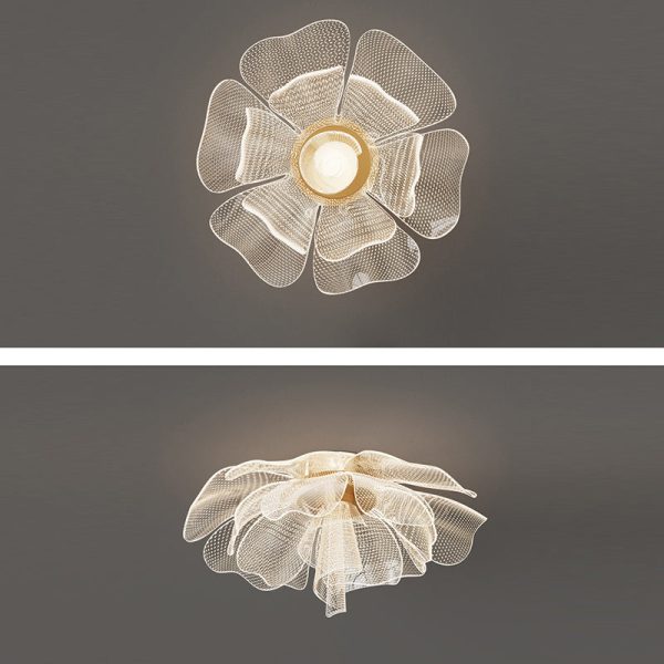 Modern Luxury Flower Petal Dome Iron Acrylic LED Flush Mount Ceiling Light For Bedroom - Image 14