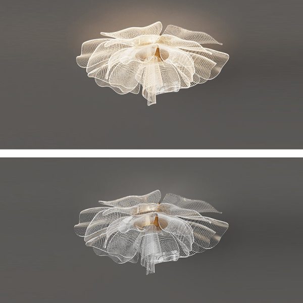 Modern Luxury Flower Petal Dome Iron Acrylic LED Flush Mount Ceiling Light For Bedroom - Image 15