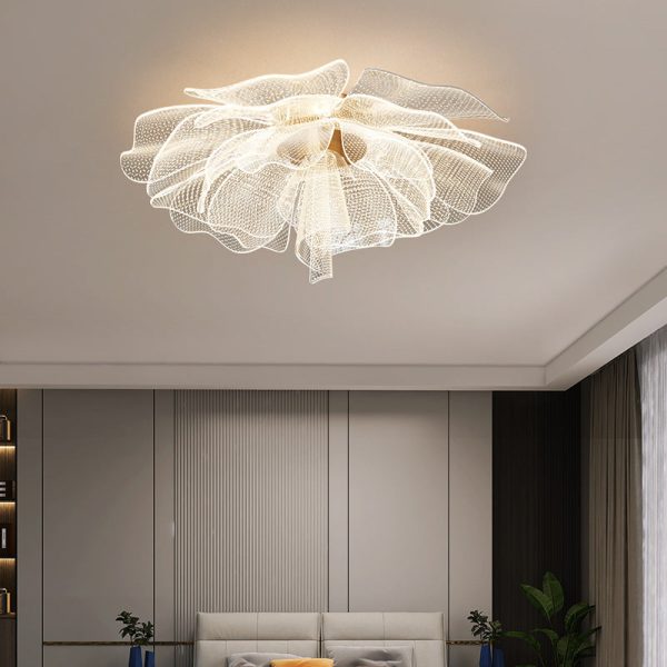 Modern Luxury Flower Petal Dome Iron Acrylic LED Flush Mount Ceiling Light For Bedroom - Image 20