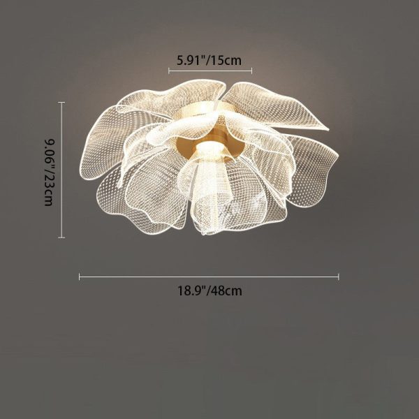 Modern Luxury Flower Petal Dome Iron Acrylic LED Flush Mount Ceiling Light For Bedroom - Image 4