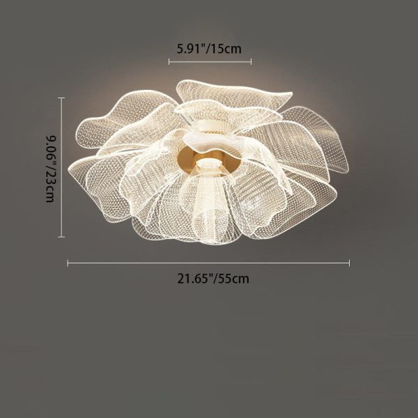 Modern Luxury Flower Petal Dome Iron Acrylic LED Flush Mount Ceiling Light For Bedroom - Image 5