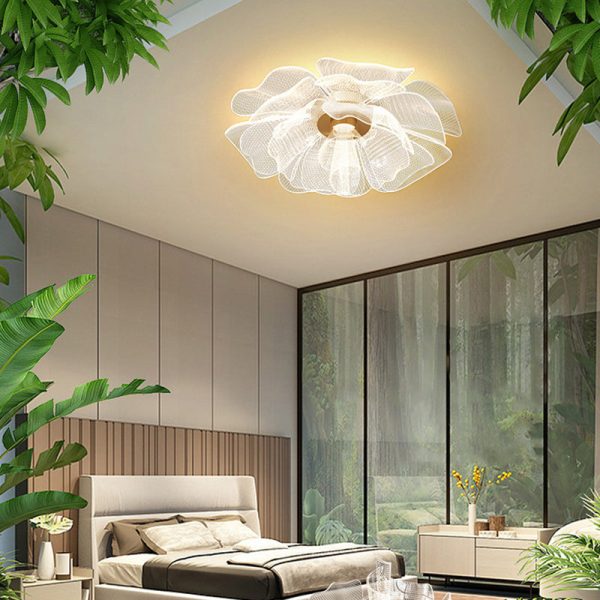 Modern Luxury Flower Petal Dome Iron Acrylic LED Flush Mount Ceiling Light For Bedroom - Image 2