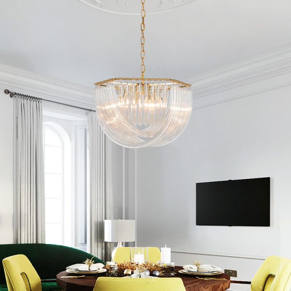Modern Luxury Round Semicircle Metal Glass 6/8 Light Chandelier For Bedroom - Image 7