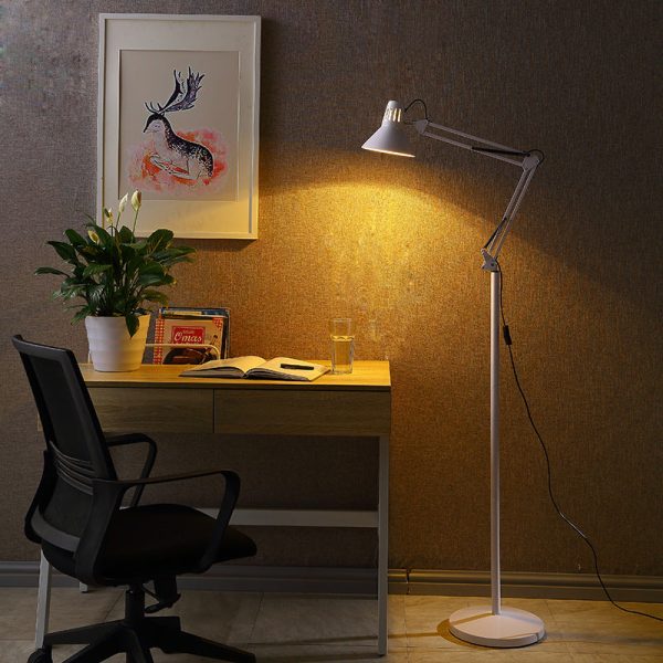 Contemporary Scandinavian Retractable Swivel Round Iron 1-Light Standing Floor Lamp For Bedroom - Image 2