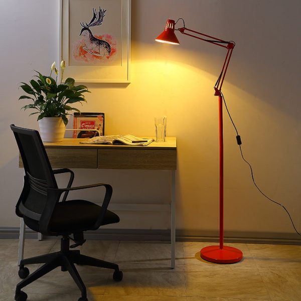 Contemporary Scandinavian Retractable Swivel Round Iron 1-Light Standing Floor Lamp For Bedroom - Image 3
