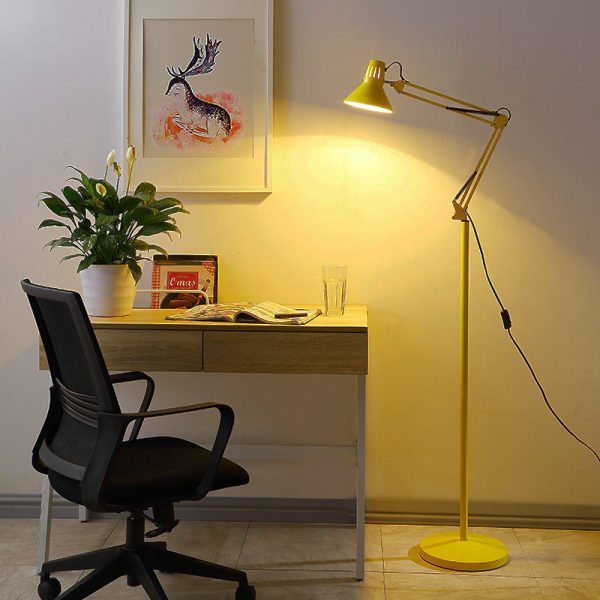 Contemporary Scandinavian Retractable Swivel Round Iron 1-Light Standing Floor Lamp For Bedroom - Image 10