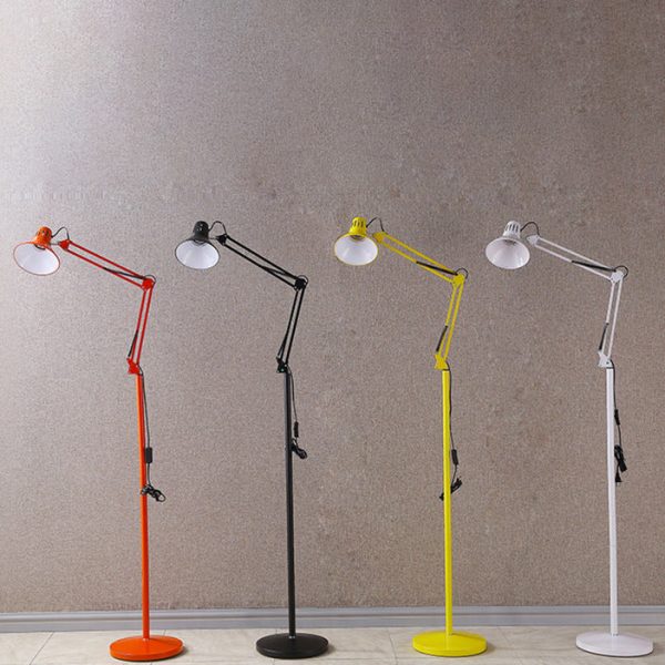 Contemporary Scandinavian Retractable Swivel Round Iron 1-Light Standing Floor Lamp For Bedroom - Image 11