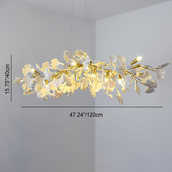 Traditional French Ginkgo Leaf Dome Rectangle Top Round Linear Iron Ceramic 6/8/10/12 Light Chandelier For Bedroom - Image 8