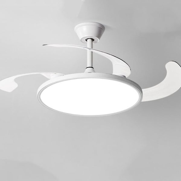 Modern Minimalist Round Fan ABS Iron LED Downrods Ceiling Fan Light For Bedroom - Image 13