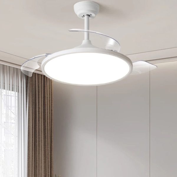 Modern Minimalist Round Fan ABS Iron LED Downrods Ceiling Fan Light For Bedroom - Image 2