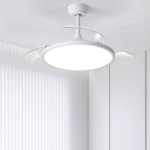 Modern Minimalist Round Fan ABS Iron LED Downrods Ceiling Fan Light For Bedroom - Image 14