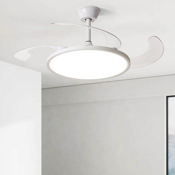 Modern Minimalist Round Fan ABS Iron LED Downrods Ceiling Fan Light For Bedroom - Image 12