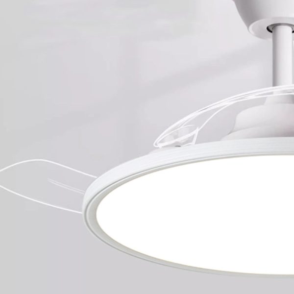 Modern Minimalist Round Fan ABS Iron LED Downrods Ceiling Fan Light For Bedroom - Image 5