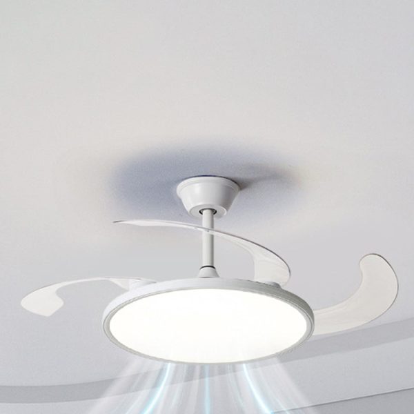 Modern Minimalist Round Fan ABS Iron LED Downrods Ceiling Fan Light For Bedroom - Image 9
