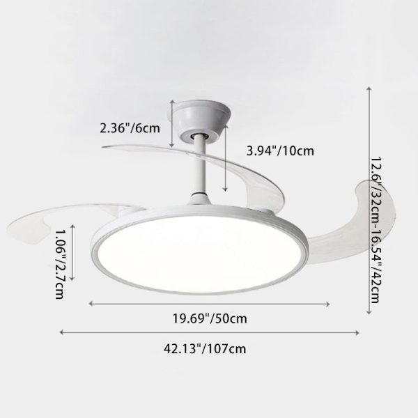 Modern Minimalist Round Fan ABS Iron LED Downrods Ceiling Fan Light For Bedroom - Image 4