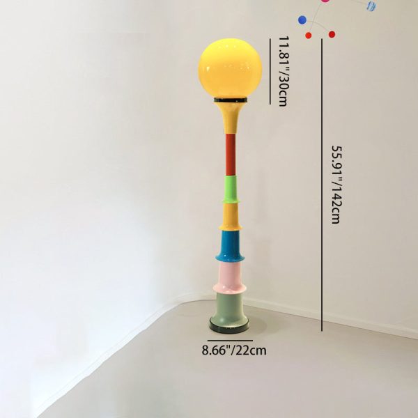 Contemporary Creative Colorful Lollipop Shape Round Orb Iron Rotational Molding LED Standing Floor Lamp For Living Room - Image 4