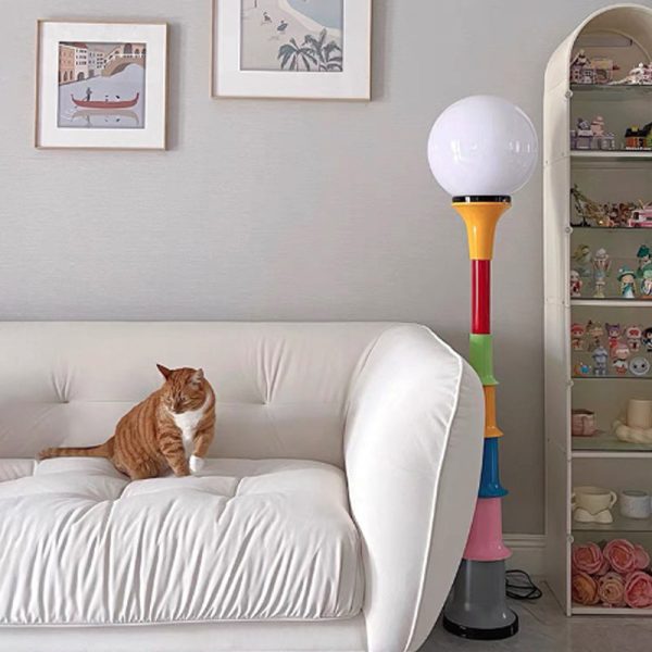 Contemporary Creative Colorful Lollipop Shape Round Orb Iron Rotational Molding LED Standing Floor Lamp For Living Room - Image 2