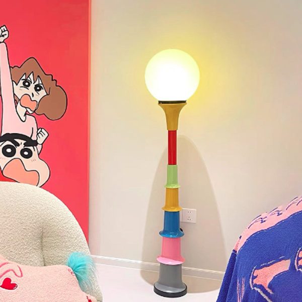 Contemporary Creative Colorful Lollipop Shape Round Orb Iron Rotational Molding LED Standing Floor Lamp For Living Room - Image 17