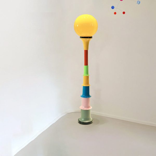 Contemporary Creative Colorful Lollipop Shape Round Orb Iron Rotational Molding LED Standing Floor Lamp For Living Room - Image 9