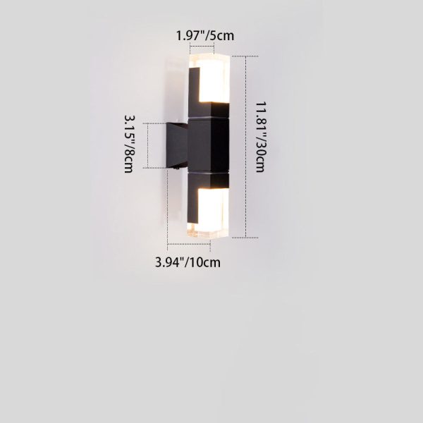 Modern Minimalist Waterproof Rectangle Aluminum Acrylic LED Wall Sconce Lamp For Outdoor - Image 5
