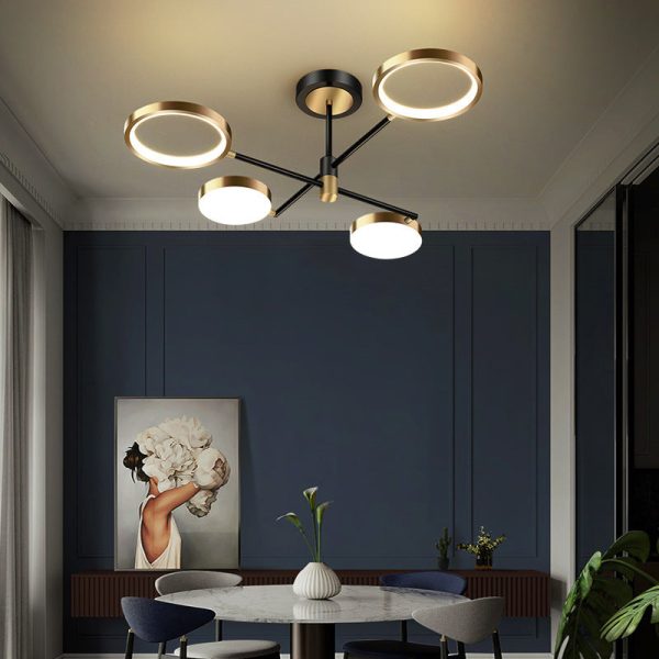 Contemporary Scandinavian Round Silicone Iron Acrylic LED Chandelier For Bedroom - Image 18