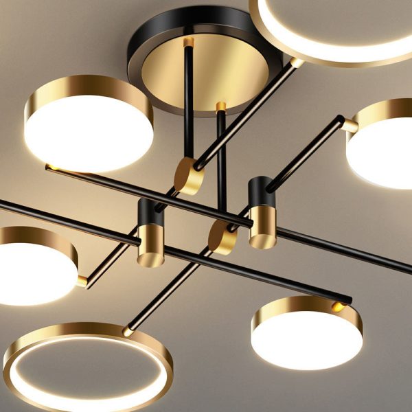 Contemporary Scandinavian Round Silicone Iron Acrylic LED Chandelier For Bedroom - Image 9