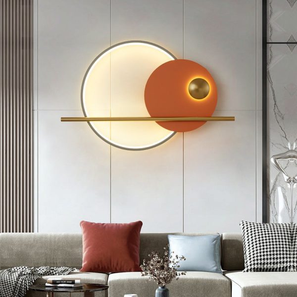 Contemporary Scandinavian Round Aluminum Iron LED Wall Sconce Lamp For Bedroom - Image 16