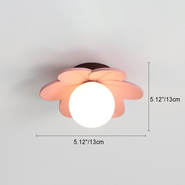 Contemporary Nordic Floral Orb Resin 1-Light Semi-Flush Mount Ceiling Light For Hallway - Image 4