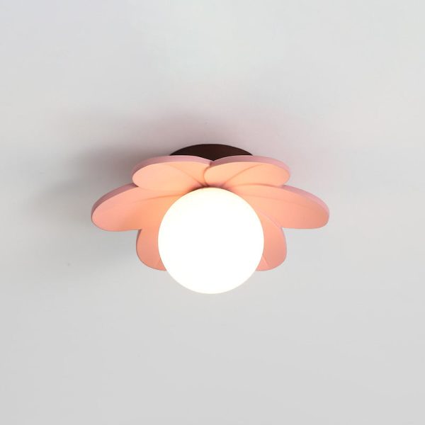 Contemporary Nordic Floral Orb Resin 1-Light Semi-Flush Mount Ceiling Light For Hallway - Image 6