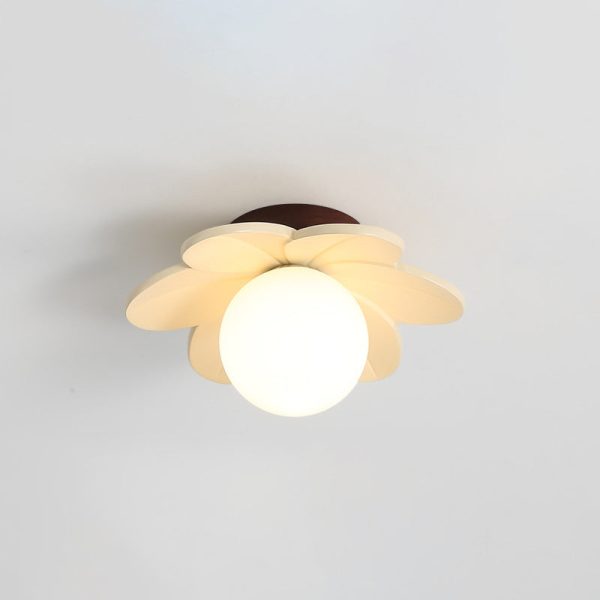 Contemporary Nordic Floral Orb Resin 1-Light Semi-Flush Mount Ceiling Light For Hallway - Image 7