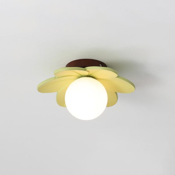 Contemporary Nordic Floral Orb Resin 1-Light Semi-Flush Mount Ceiling Light For Hallway - Image 8
