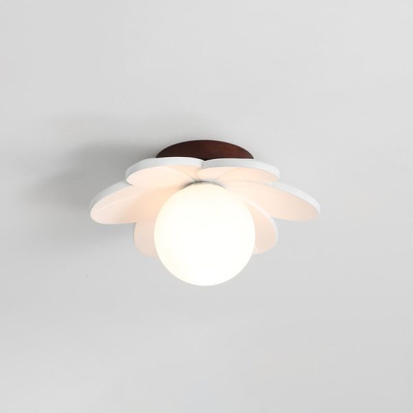 Contemporary Nordic Floral Orb Resin 1-Light Semi-Flush Mount Ceiling Light For Hallway - Image 9