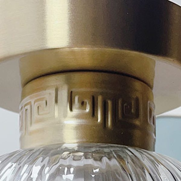 Traditional Chinese Cylinder Oval Copper Glass 1-Light Semi-Flush Mount Ceiling Light For Hallway - Image 10