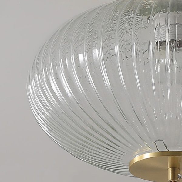 Traditional Chinese Cylinder Oval Copper Glass 1-Light Semi-Flush Mount Ceiling Light For Hallway - Image 7