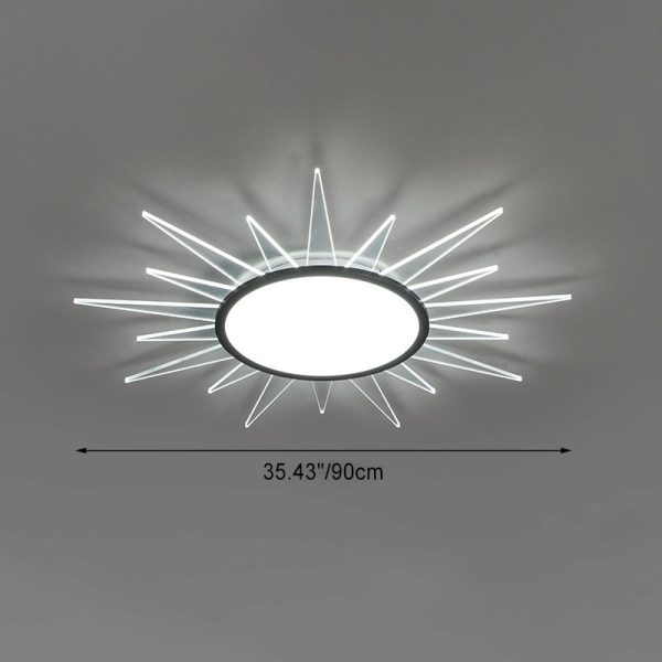 Modern Minimalist Sun Round Aluminum Acrylic LED Flush Mount Ceiling Light For Bedroom - Image 4