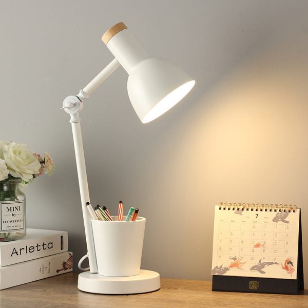 Contemporary Nordic Dome Iron Solid Wood 1-Light Table Lamp For Bedroom - Image 13