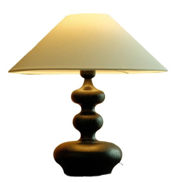 Traditional Vintage Cone Ash Wood Fabric 1-Light Table Lamp For Bedroom - Image 7