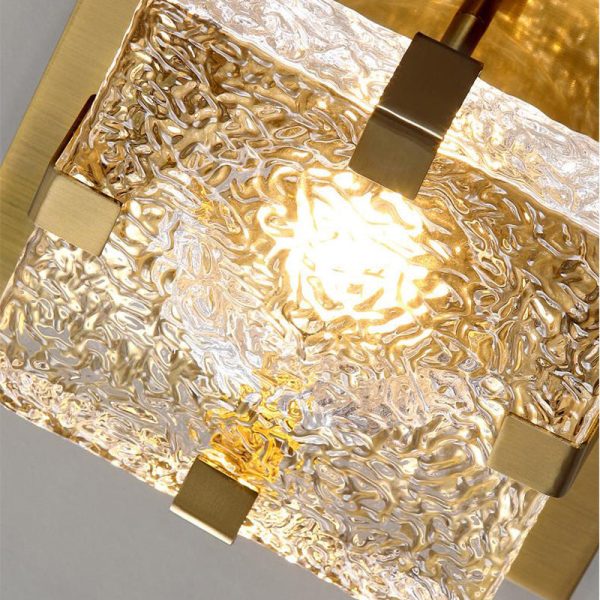 Modern Luxury Square Stainless Steel Glass LED Semi-Flush Mount Ceiling Light For Hallway - Image 7