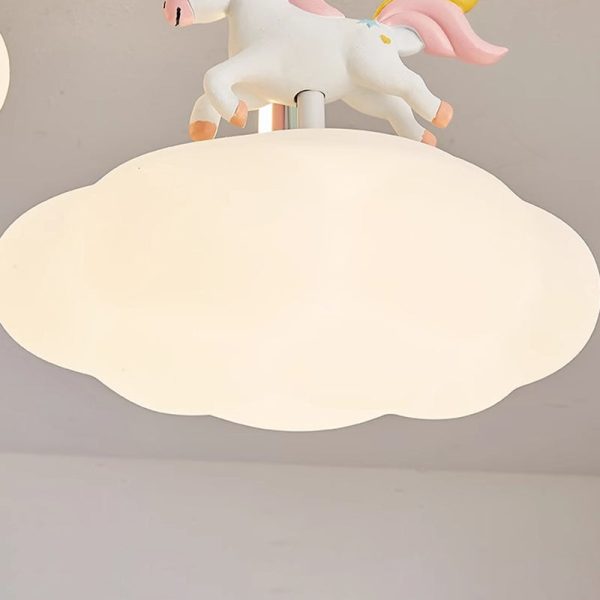 Contemporary Creative Kids Pony Iron Resin Acrylic LED Semi-Flush Mount Ceiling Light For Bedroom - Image 7