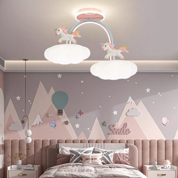 Contemporary Creative Kids Pony Iron Resin Acrylic LED Semi-Flush Mount Ceiling Light For Bedroom - Image 2