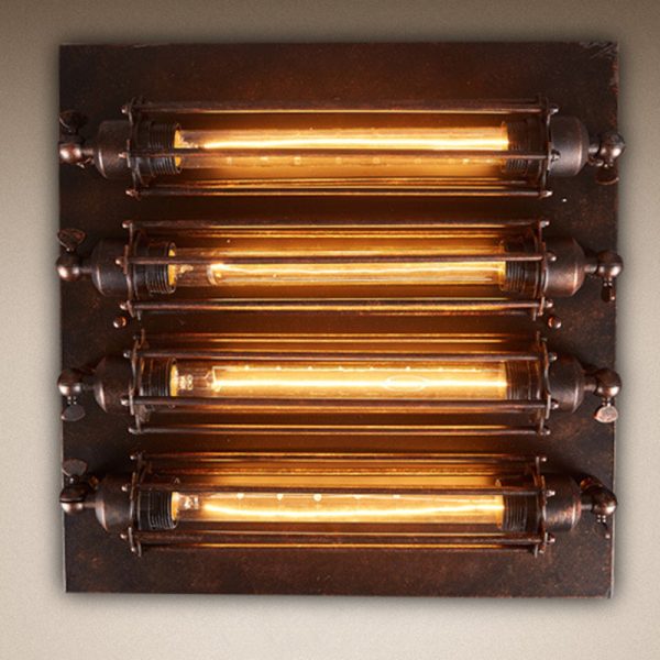 Contemporary Industrial Square Iron Glass 4-Light Semi-Flush Mount Ceiling Light For Bedroom - Image 5