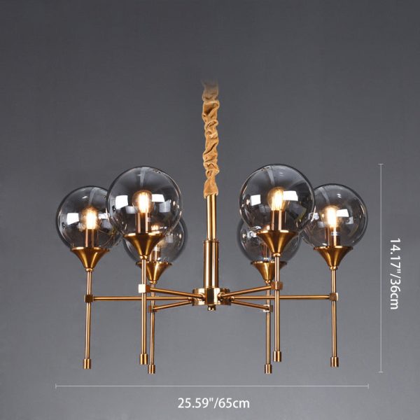Modern Transitional Elegance Sphere Glass Iron 6/8 Light Chandelier For Living Room - Image 4