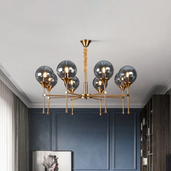 Modern Transitional Elegance Sphere Glass Iron 6/8 Light Chandelier For Living Room - Image 8