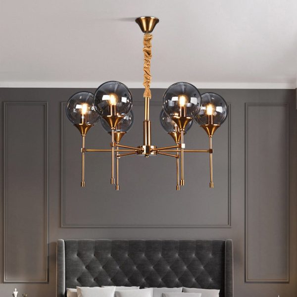 Modern Transitional Elegance Sphere Glass Iron 6/8 Light Chandelier For Living Room - Image 9